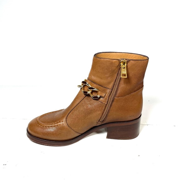 See By Chloe Mahe Women’s Ankle Boots Brown Gold Chain Embellished Size 36 US 5 - Picture 4 of 12